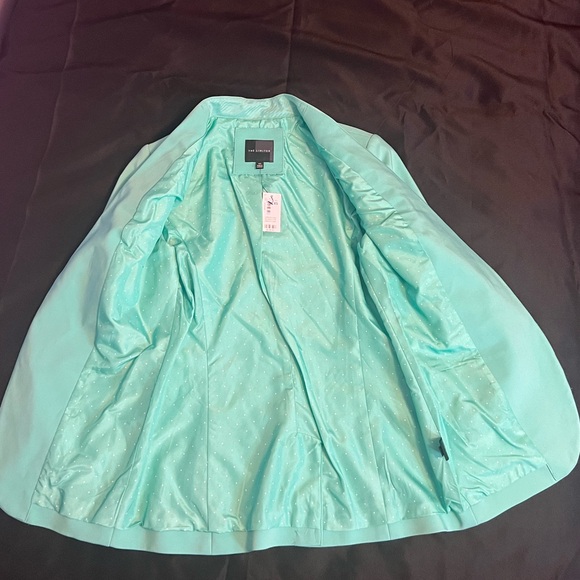 NWT EXPRESS Women's Open Front Aqua Green Blazer - Picture 2 of 4